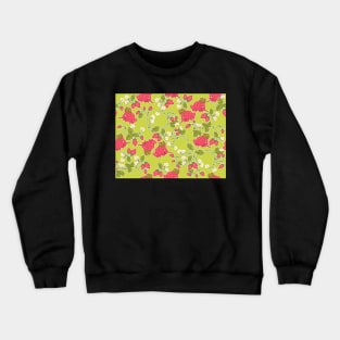 Strawberry Frogs on Lime Green Crewneck Sweatshirt